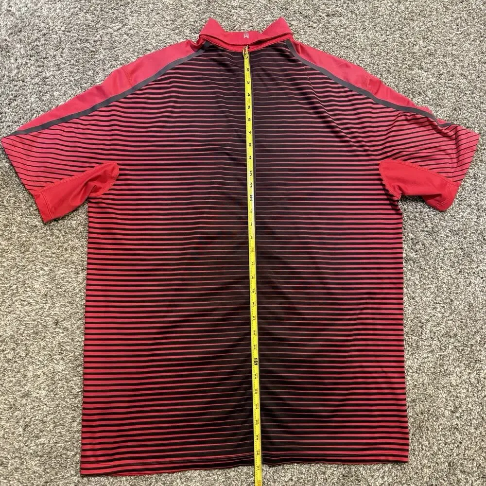 Nike Golf Tiger Woods Collection Polo Mens L Red Black Stripe Dri-Fit